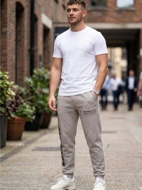 Lacoste Taupe Sweatshirt with Black Graphic Logos
